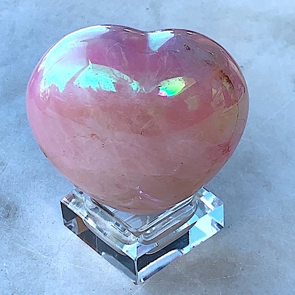 ROSE QUARTZ OPALESCENT HEART HEALING STONE NEW PUFFED - Picture 2 of 7